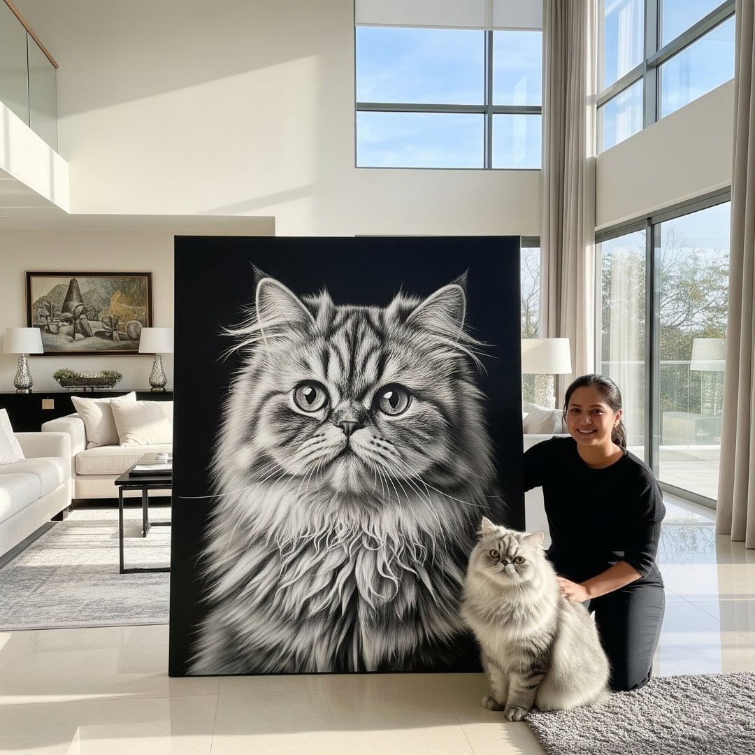 Custom Pet Portrait - Black & White Style - My Pet Canvas