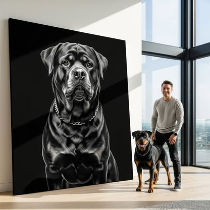 Custom Pet Portrait - Black & White Style - My Pet Canvas