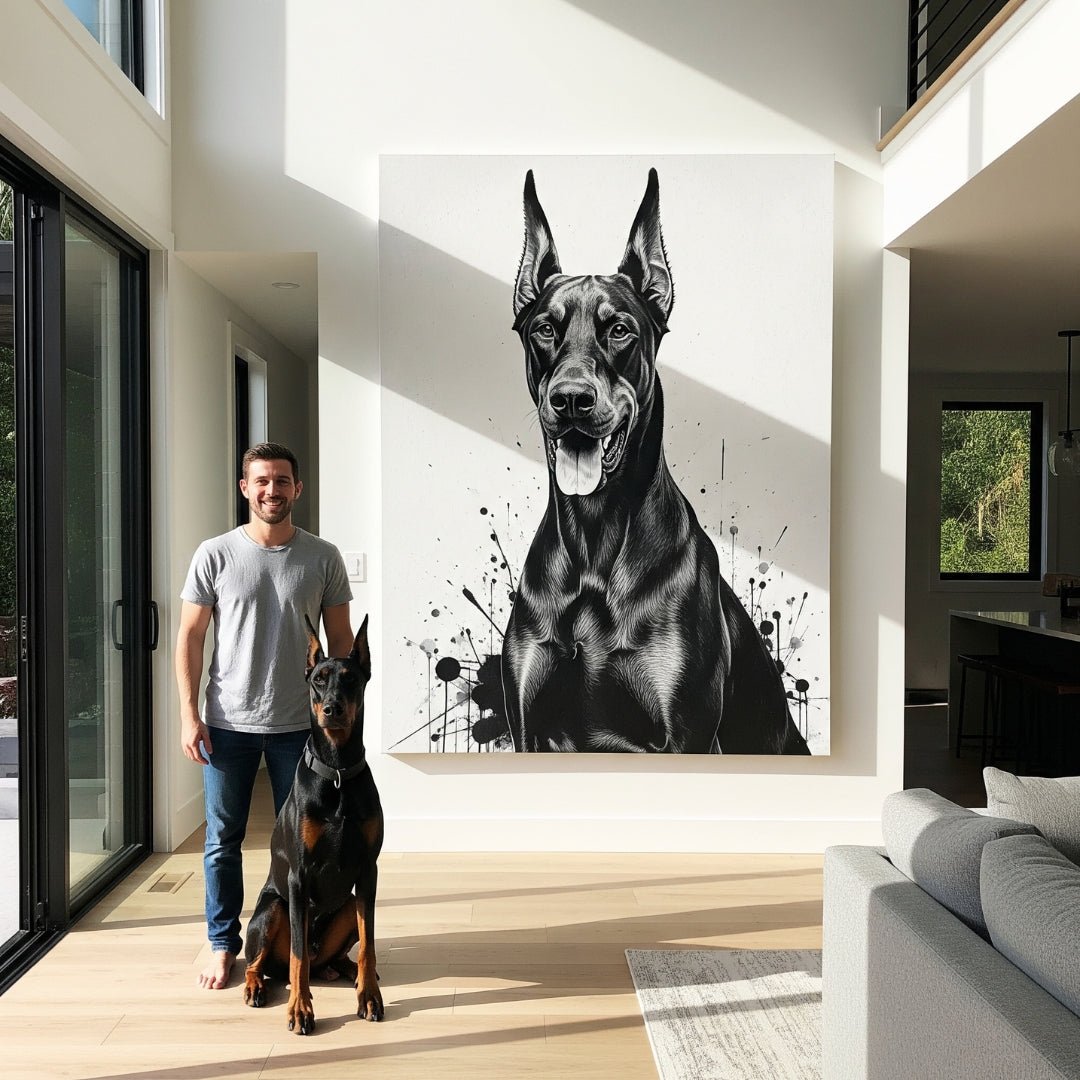 Custom Pet Portrait - Black & White Style - My Pet Canvas