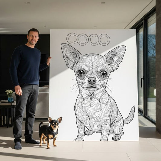 🤩 NEW - Custom Pet Portrait - Line Art Style - My Pet Canvas