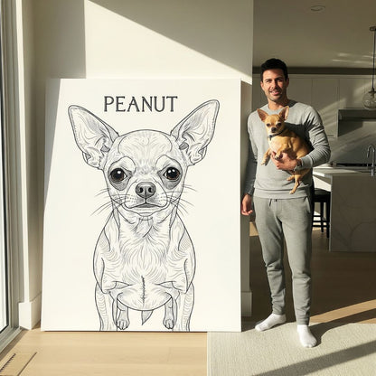 🤩 NEW - Custom Pet Portrait - Line Art Style - My Pet Canvas