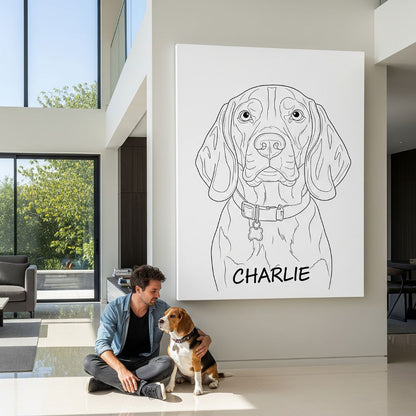 🤩 NEW - Custom Pet Portrait - Line Art Style - My Pet Canvas